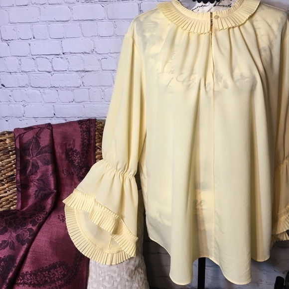 Ellen Tracy pleated ruffle blouse - Picture 5 of 8